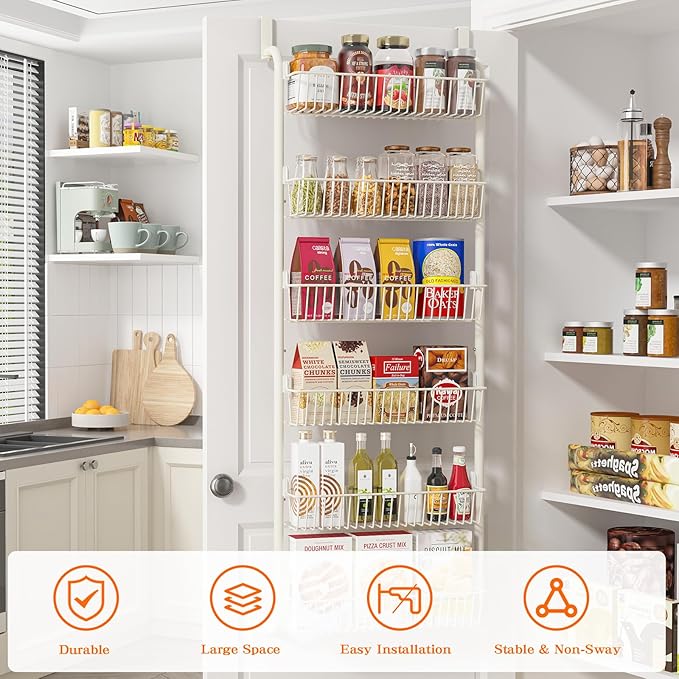 MIAOLI Over the Door Pantry Organizers and Storage, 6-Tier Spice Rack, Home & - Image 4