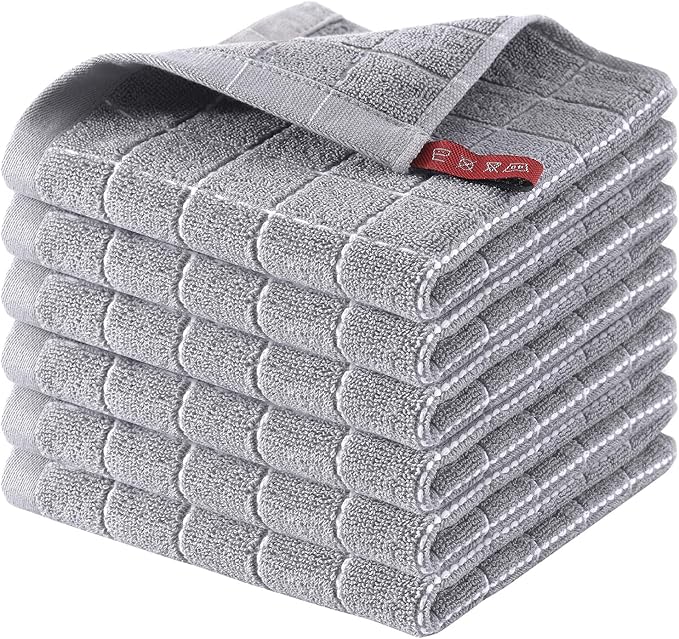 Homaxy 100% Cotton Terry Kitchen Dish Cloths, Ultra Soft and Absorbent Dish by Homaxy