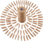 320 Feet Jute Twine and 100 Pieces Mini Natural Wooden Craft Clothespins Pegs by Sunmns
