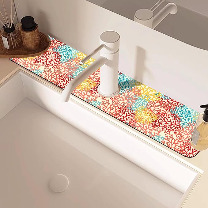 Colorful Sea Corals Dish Drying Mat - Image 2