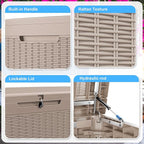 320 Gallon Outdoor Deck Box, Lockable Waterproof Outdoor Storage Boxes For Garden Tools,Indoor Cushions,Accessories Outside Storage Resin Weatherproof Container(Grey) - Image 3