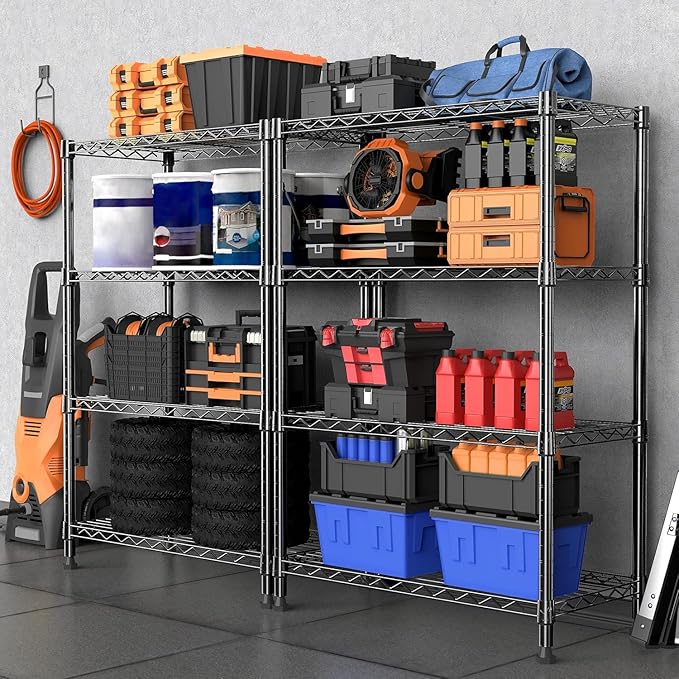 Xcity Storage Shelves, 4 Tier Heavy Duty Metal Shelving Unit, 1600 LBS Capacity Adjustable Steel Wire Shelf Organizer for Pantry, Kitchen, Garage, 14" D x 36" W x 54" H, Black - Image 6