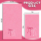 3Pcs Pink Bow Hand Towels Coquette Cotton Embroidered Decorative Towels - Image 2