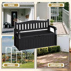 80-Gallon Outdoor Storage Bench, Waterproof Deck Box with Lockable Lid, Dark Black - Image 5