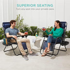 Best Choice Products Set of 2 Adjustable Steel Mesh Zero Gravity Lounge Chair Recliners w/Pillows and Cup Holder Trays - Navy Blue - Image 7