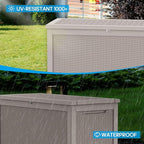 261 Gallon Outdoor Deck Box, Lockable Waterproof Outdoor Storage Boxes For Garden Tools,Indoor Cushions,Accessories Outside Storage Resin Weatherproof Container(Grey) - Image 2