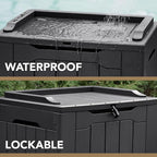 Devoko 30 Gallon Resin Deck Box Waterproof Outdoor Storage Box for Patio Furniture Pool Accessories Indoor Storage for Cushion Garden Tools (30 Gallon, Black) - Image 2