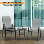 VINGLI Patio Chairs Set of 4 – Stackable Outdoor Dining Chairs with Comfortable Sling High Back Chairs and Armrests for Lawn, Poolside, Courtyard, Balcony, Garden, Silver Gray - Image 5