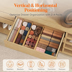Lifewit 5" High 8 Pack Bamboo Drawer Dividers 33-42cm/13-16.5" Adjustable - Image 4