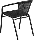 Flash Furniture Lila Modern Rattan Indoor/Outdoor Stackable Dining Chairs, Stacking Rattan Bistro Chairs for Patio or Restaurant, Set of 4, Black - Image 9