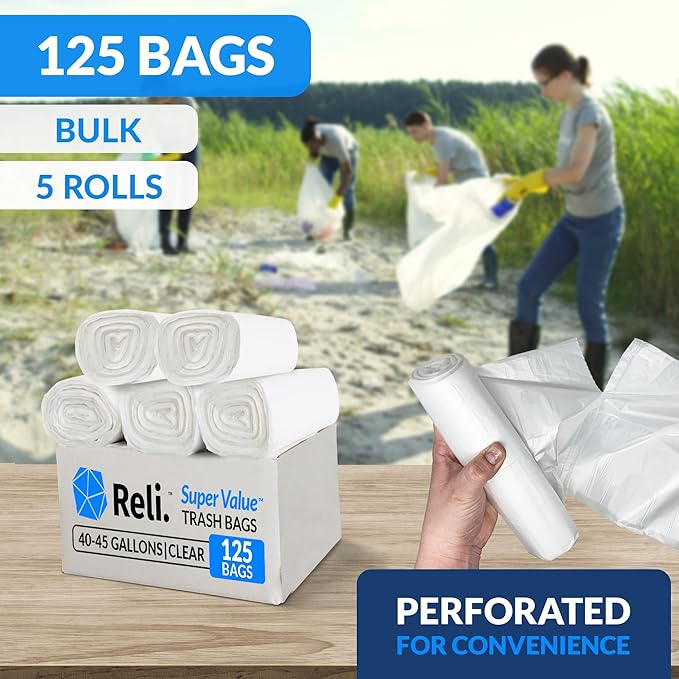 Reli. 40 to 45 Gallon Trash Bags Heavy Duty | 125 Trash Bags - Image 2