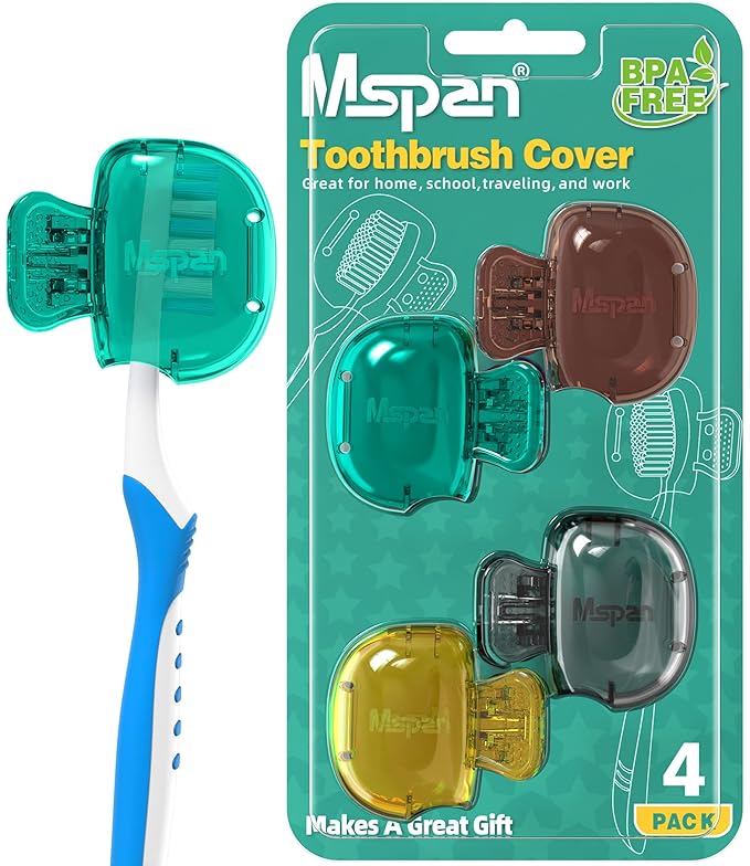 Mspan Toothbrush Protector Travel Cover: Brush Head Cap Cute Clip Case Bulk by Mspan