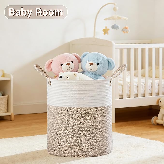 Tall Laundry Basket with Handles, 88L Portable Dirty Clothes Hamper, Boho - Image 4