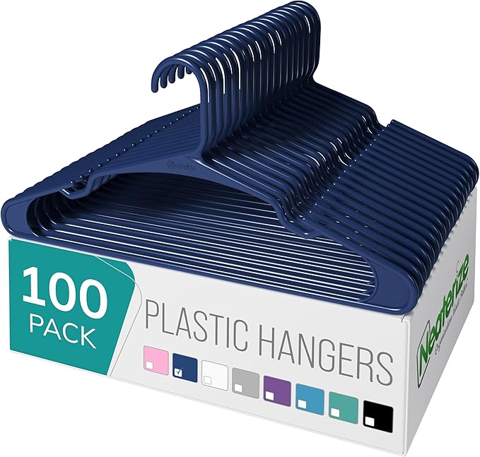 NEATERIZE Clothes Hangers Plastic 100 Pack by Neaterize