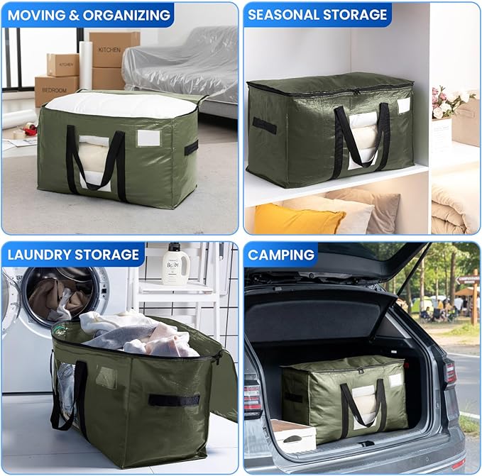 TAILI 4 Pack Green Extra Large Storage Bags, Heavy Duty Totes - Image 8