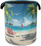 Tropical Beach Laundry Basket, Foldable Waterproof Oxford Cloth Tote Bag Hawaii by Unknown