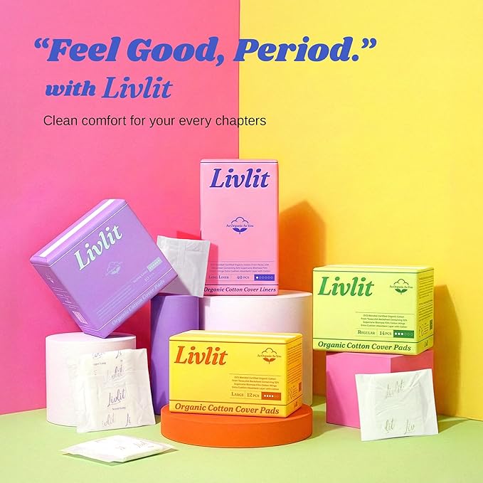 Livlit Ultra Thin Panty Liners Sanitary Pads, 100% Certified Organic Cotton - Image 8