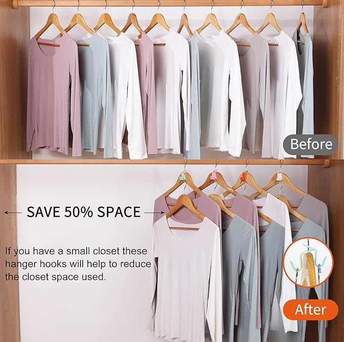 SLMT 50PCS Space-Saving Hanger Connector Hooks, Closet Organizer Extender - Image 4