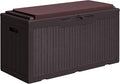 Greesum 100 Gallon Resin Deck Box Large Outdoor Storage with Cushions for Patio Furniture, Garden Tools, Pool Supplies, Weatherproof and UV Resistant, Lockable, Dark Brown by BuynowfromGreesum