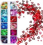 12 Colors Heart Nail Art Glitter Sequins, 3D Love Heart Nail Flakes Designs - Image 6