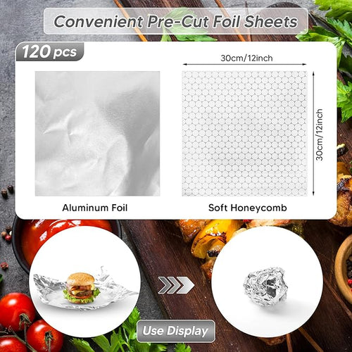 120 Packs Insulated Foil Sandwich Wrap Sheets 12"x12" Pre-Cut Aluminum Foil - Image 2