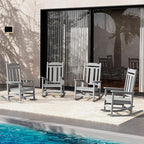 SERWALL Oversized Rocking Chair Set of 4 Outdoor, HDPE Outdoor Rocking Chair Set of 4, Space Gray by SERWALL