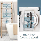 Rustic Coastal Beach Hand Towels, Sea Horse Jellyfish Turtle Starfish Unwind - Image 7
