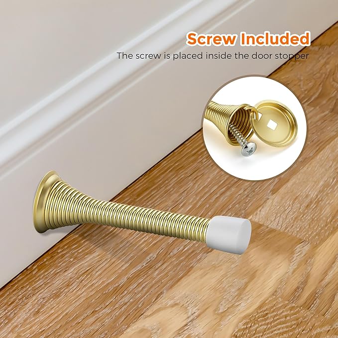 Ravinte Door Stoppers, 12 Pack Gold Spring Door Stops - Image 5
