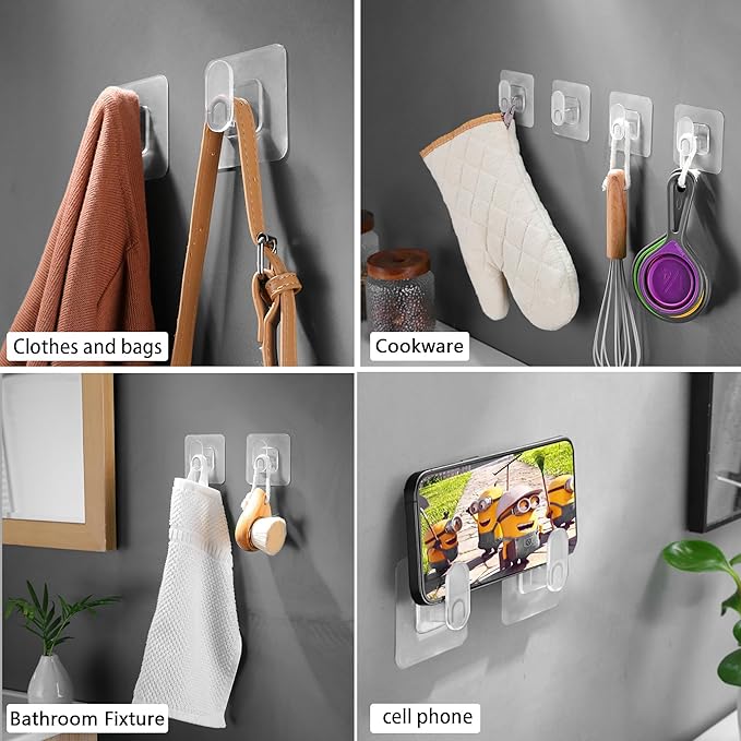 DELITON Clear Cute Storage Hooks, 10 Pack, Adhesion - Image 5