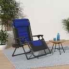 Best Choice Products Oversized Padded Zero Gravity Chair, Folding Outdoor Patio Recliner, XL Anti Gravity Lounger for Backyard w/Headrest, Cup Holder, Side Tray, Polyester Mesh - Blue - Image 2