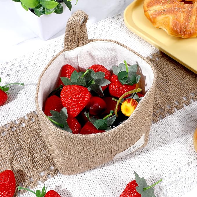 Small Cotton and Linen Hanging Storage Basket - Image 7