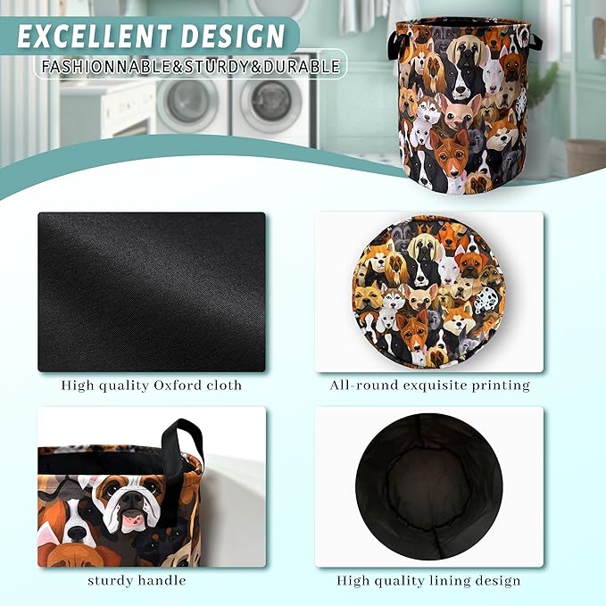 Cute Dogs Different Dog Laundry Basket Foldable - Image 4