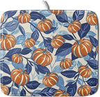 Blue Burnt Orange Fall Pumpkin Dish Drying Mat by Aytipun