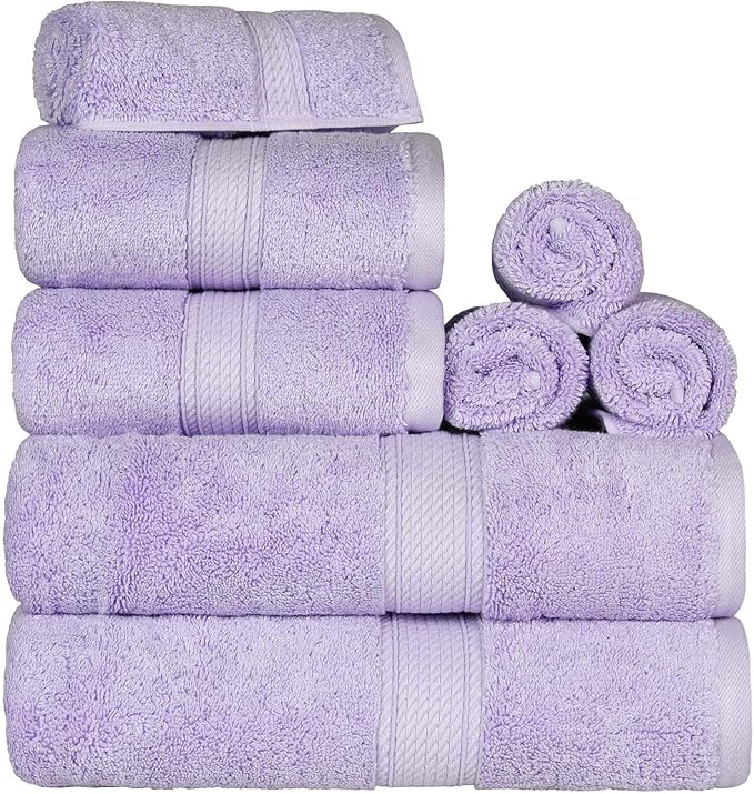 SUPERIOR Egyptian Cotton Pile 8 Piece Towel Set, Includes 2 Bath, 2 Hand - Image 4