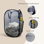 The upgraded pop-up laundry basket features a breathable side pocket mesh design - Image 2