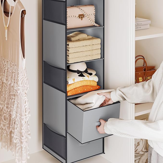 YOUDENOVA Hanging Closet Organizer, 5 Tier Hanging Closet Shelves - Image 5
