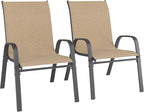 Patio Chairs Set of 2, Outdoor Dining Chairs Stackable for All Weather, Breathable Metal Modern Outside Furniture Chair for Pool Side, Garden, Backyard Deck, Brown - Image 7
