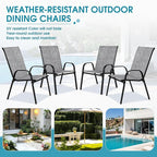 Outdoor Stackable Chairs Set of 4, Stacking Patio Chairs with Textilene Fabric, Outside Furniture for Garden Backyard Balconie Poolside Deck, Grey - Image 6