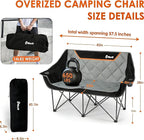 EMERIT Oversized Fully Padded Camping Chair, Heavy Duty 650LB Folding Camping Loveseat, Quad Fold Double Camping Couch with Cup Holders & Carry Bag for Outdoor, Lawn, Sports Events | HIgh Back, Rip resistance, Extra Wide Design, Cross-bracing Hubs, Eas... - Image 3