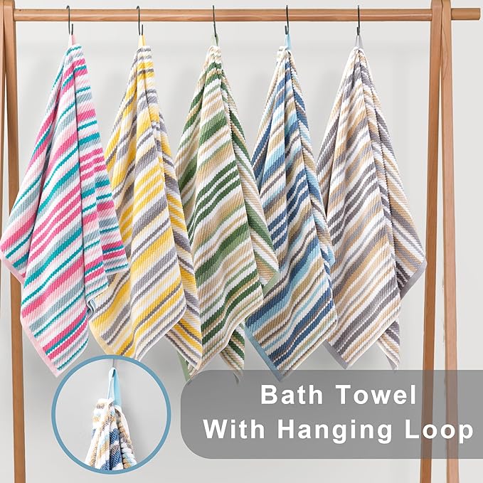 Bath Towels with Hanging Loops, Quick Dry, Absorb & Lightweight, 2 Bath 28"x52" - Image 5