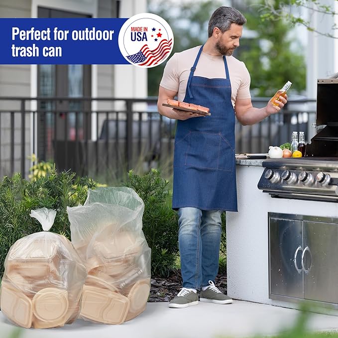 Delxo 30-33 Gallon Clear Trash Bags, Durable & Puncture-Resistant Plastic - Image 5