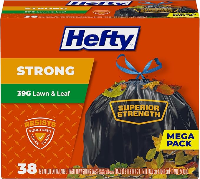 Hefty Strong Lawn & Leaf Trash Bags, 39 Gallon by Hefty