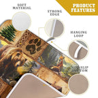Bear Deer Fox Dish Drying Mat Rustic Cabin Lodge Dish Drainer Mats 16x18 Inch - Image 4