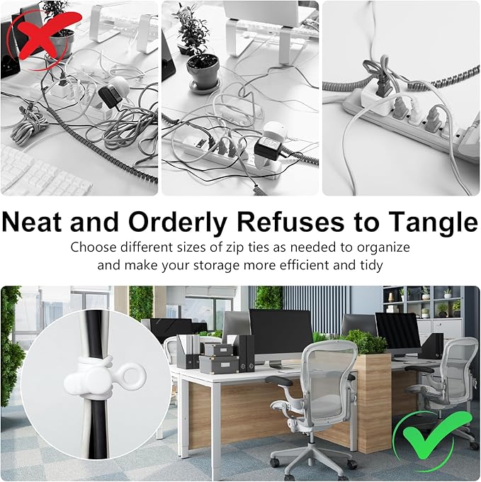 OneLeaf 30Pcs Cord Organizer, Silicone Cable Ties Reusable, Cord Ties - Image 7