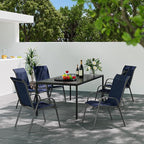 Patio Dining Chairs Set of 6, Outdoor High Stacking Chairs，Breathable Seat Fabric and Alloy Steel Frame for Backyard, Porch, Garden, Sunroom (Blue) - Image 6