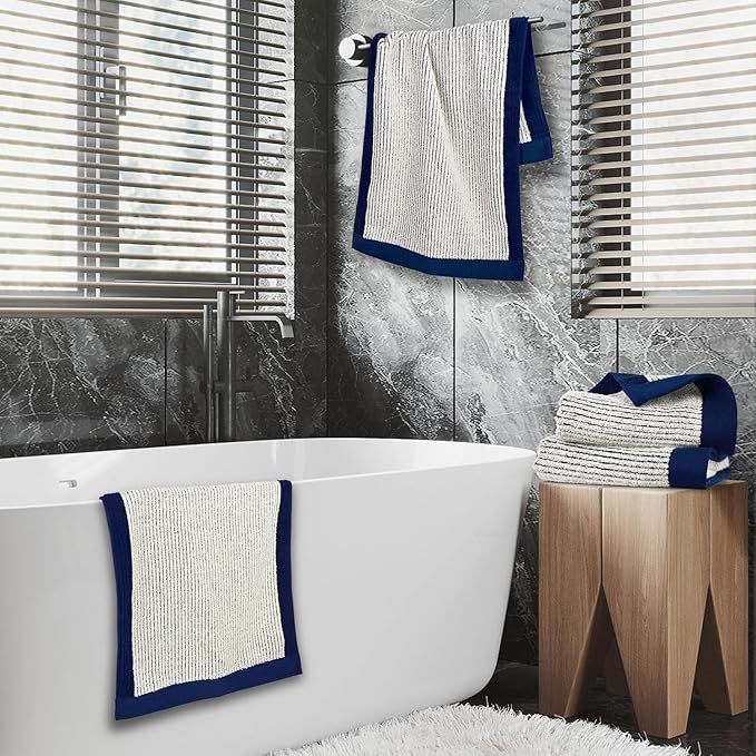 Cleanbear Hand Towels for Bathroom Set of 4, Jacquard Weave Bath Hand Towels - Image 7