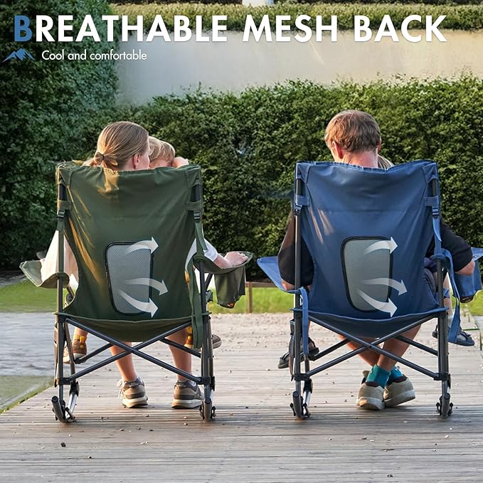 Portal Outdoor Rocking Chair Camping Folding Portable Rocker with Cup Holder Side Pocket Carry Bag, Support 350LBS (Mesh Blue) - Image 8