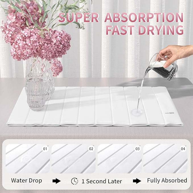 Stone Drying Mat for Kitchen Counter-Super Absorbent PU Dish Drying Mat - Image 2