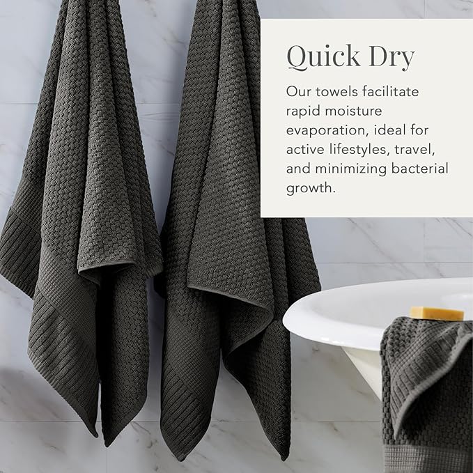 NY Loft 100% Cotton 4 Pack Bath Towels, Dark Grey, OEKO-TEX Certified, Machine - Image 3