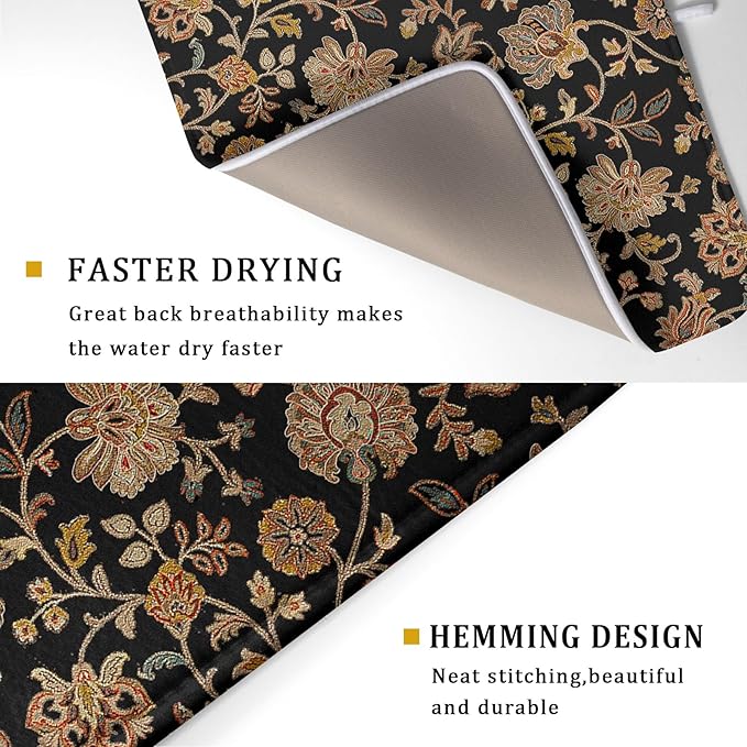 Vintage Tapestry Floral Dish Drying Pad 18 x 24 Inch - Image 3